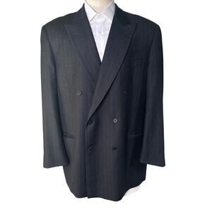 Joseph Abboud Men 46L Double Breasted Blazer Sport Coat BLazer Super 100s